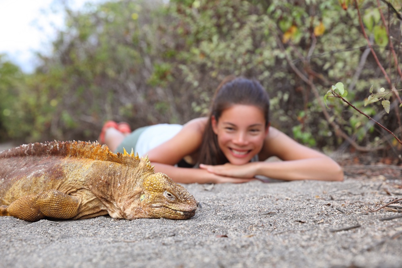 Tourist,People,Enjoying,Wildlife,And,Nature,Looking,At,Galapagos,Land
