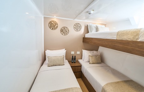 Triple Cabin accommodation aboard the Monserrat Yacht Galapagos Cruise.