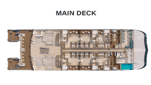 Main deck of the Hermes Galapagos luxury cruise