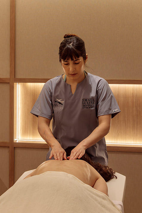 Luxurious private massage room inside the Spa and Wellness area of the Hermes Galapagos Cruise.